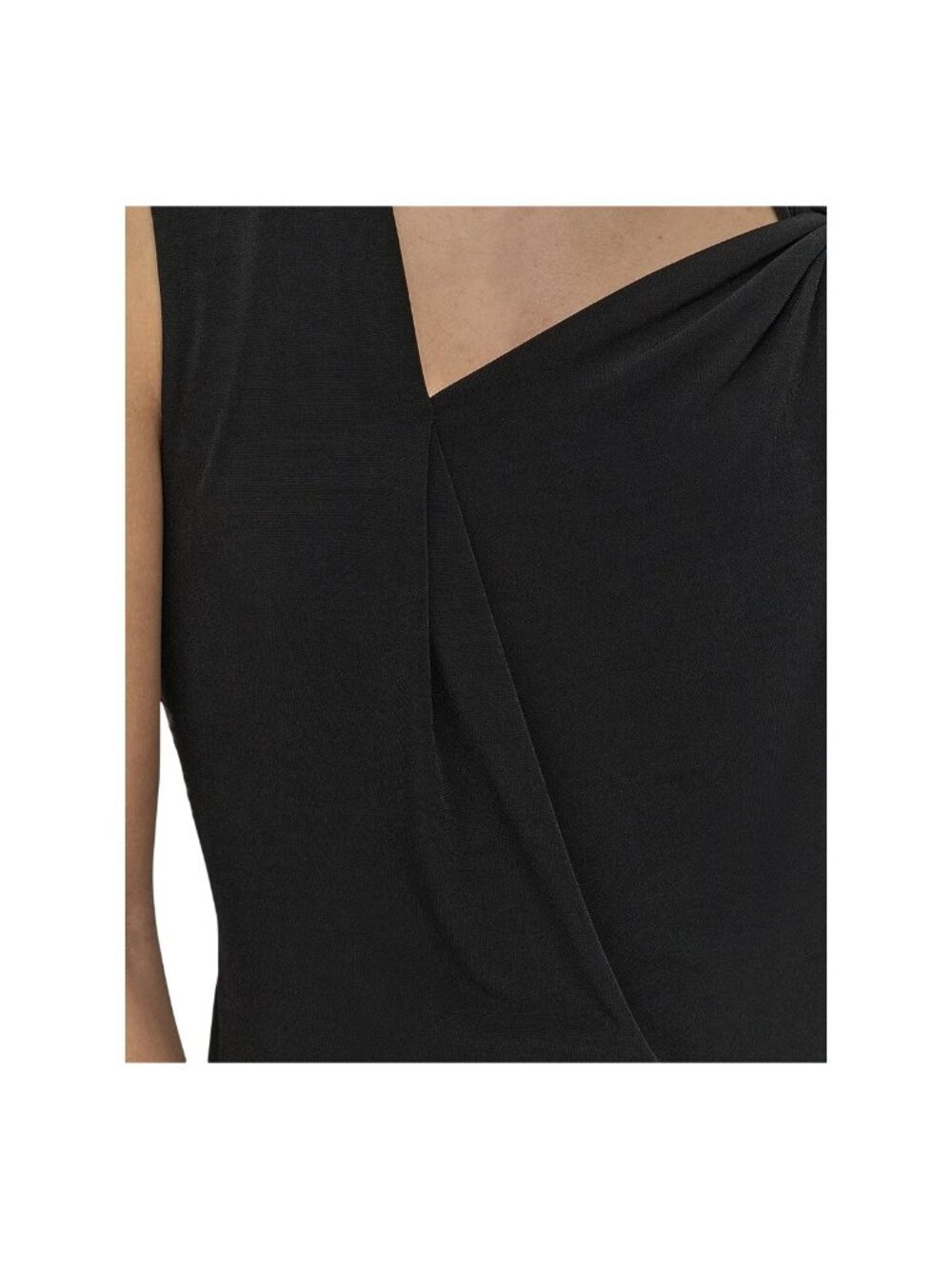 DKNY Asymmetric Strap drape Sleeveless polyester Top Black Petite Size PXL $59 - Picture 3 of 6